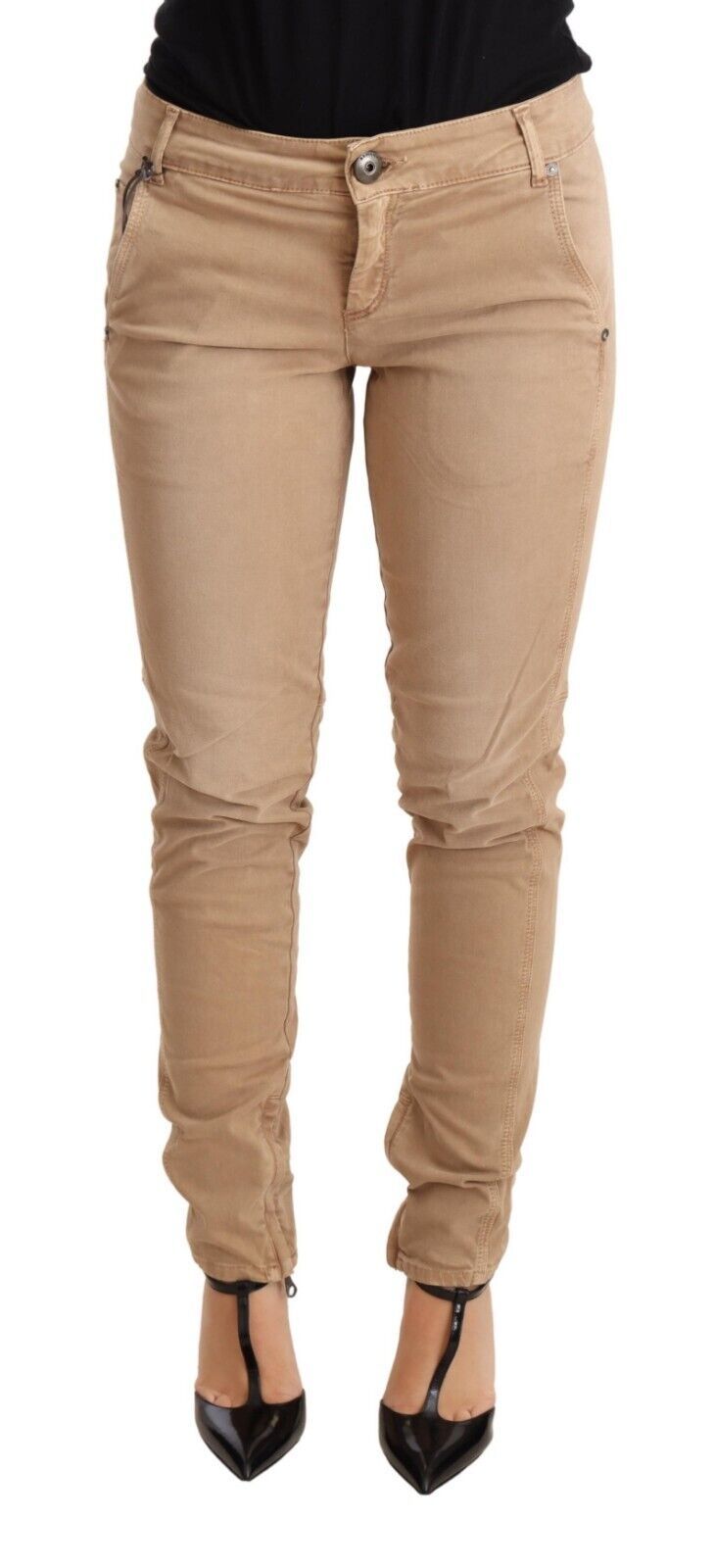 Brown Low Waist Skinny Denim Trouser Cotton Jeans