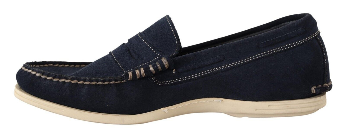 Blue Suede Low Top Mocassin Loafers Casual Men Shoes