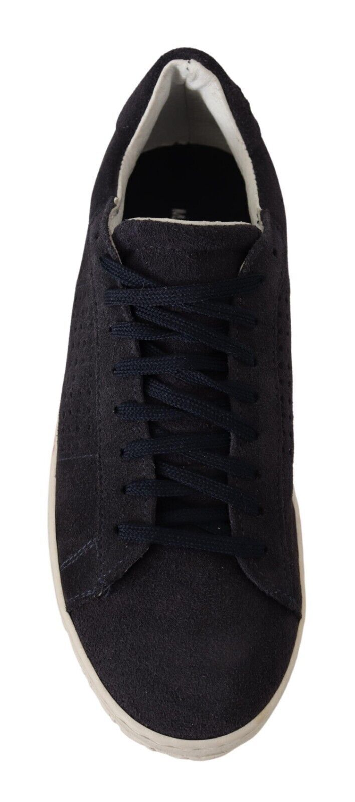 Black Suede Perforated Lace Up Sneakers Shoes