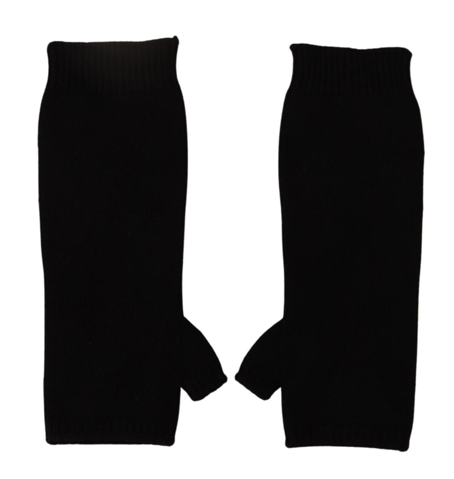 Black Knitted Fingerless Elbow Length Gloves