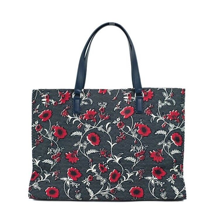 Tory Burch Medium Retro Batik Print Shoulder Tote Bag (Navy Red)