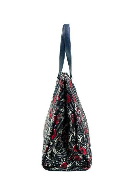 Tory Burch Medium Retro Batik Print Shoulder Tote Bag (Navy Red)