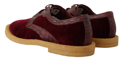 Bordeaux Velvet Exotic Leather Shoes