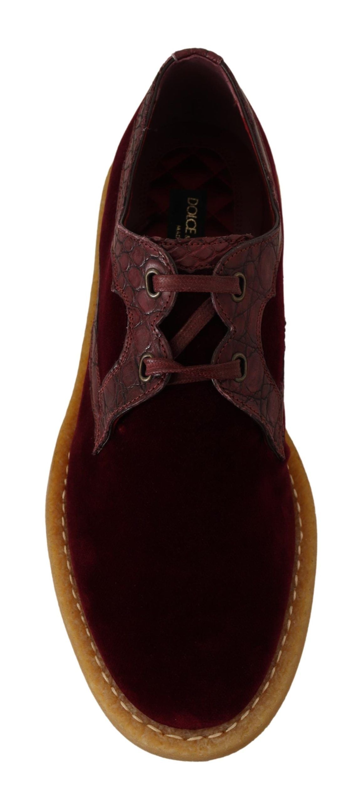 Bordeaux Velvet Exotic Leather Shoes