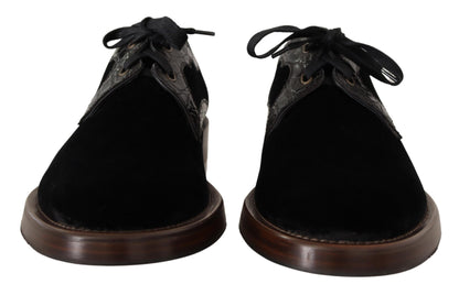 Black Velvet Exotic Leather Shoes