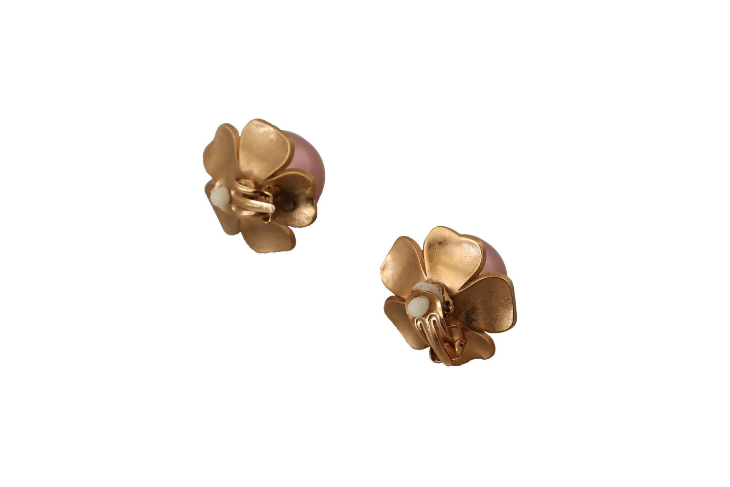 Gold Tone Maxi Faux Pearl Floral Clip-on Jewelry Earrings