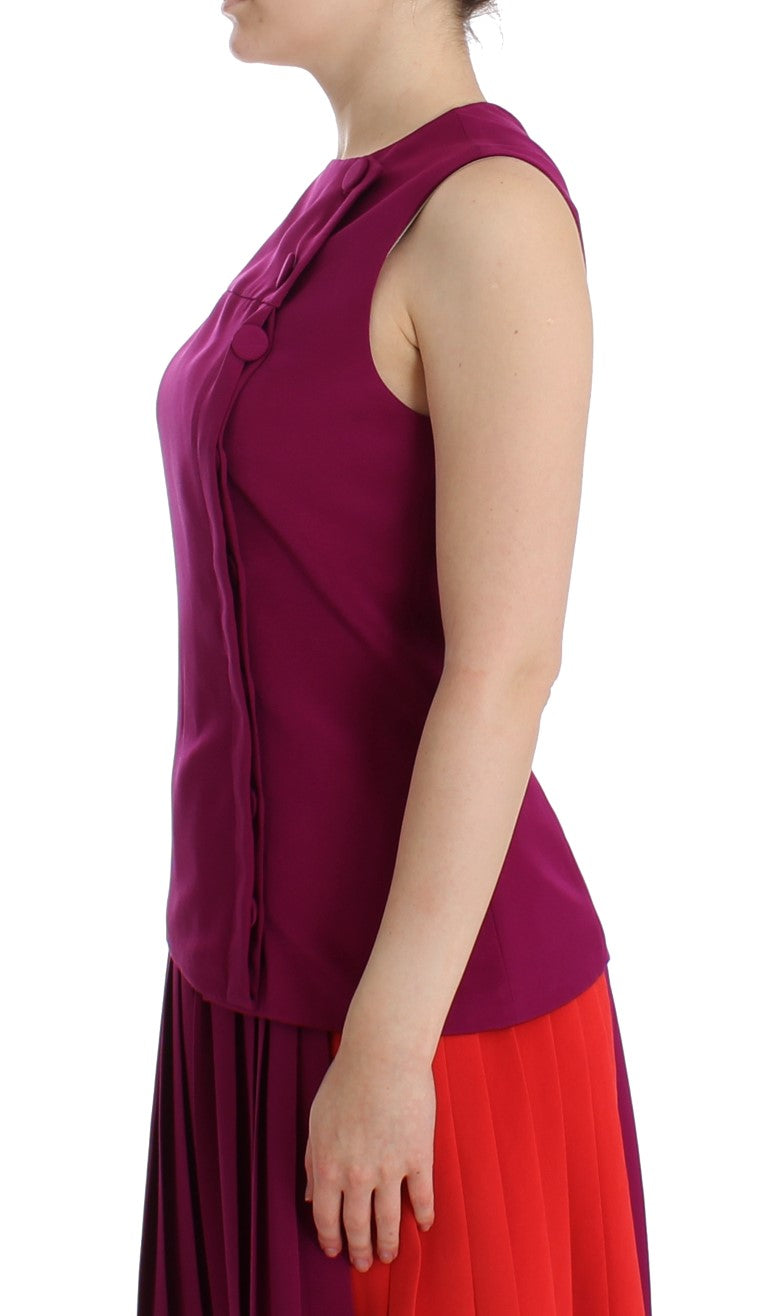 Purple Silk Sleeveless Blouse Top