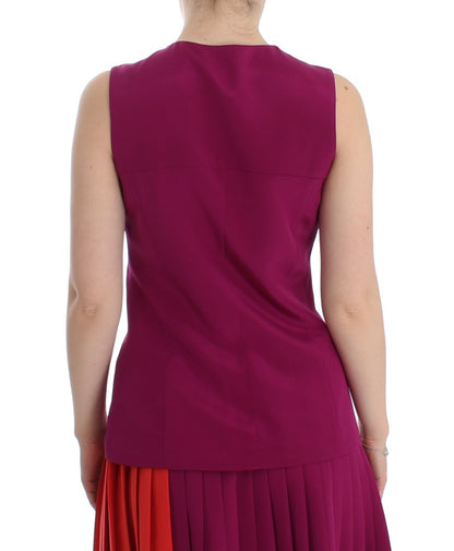 Purple Silk Sleeveless Blouse Top