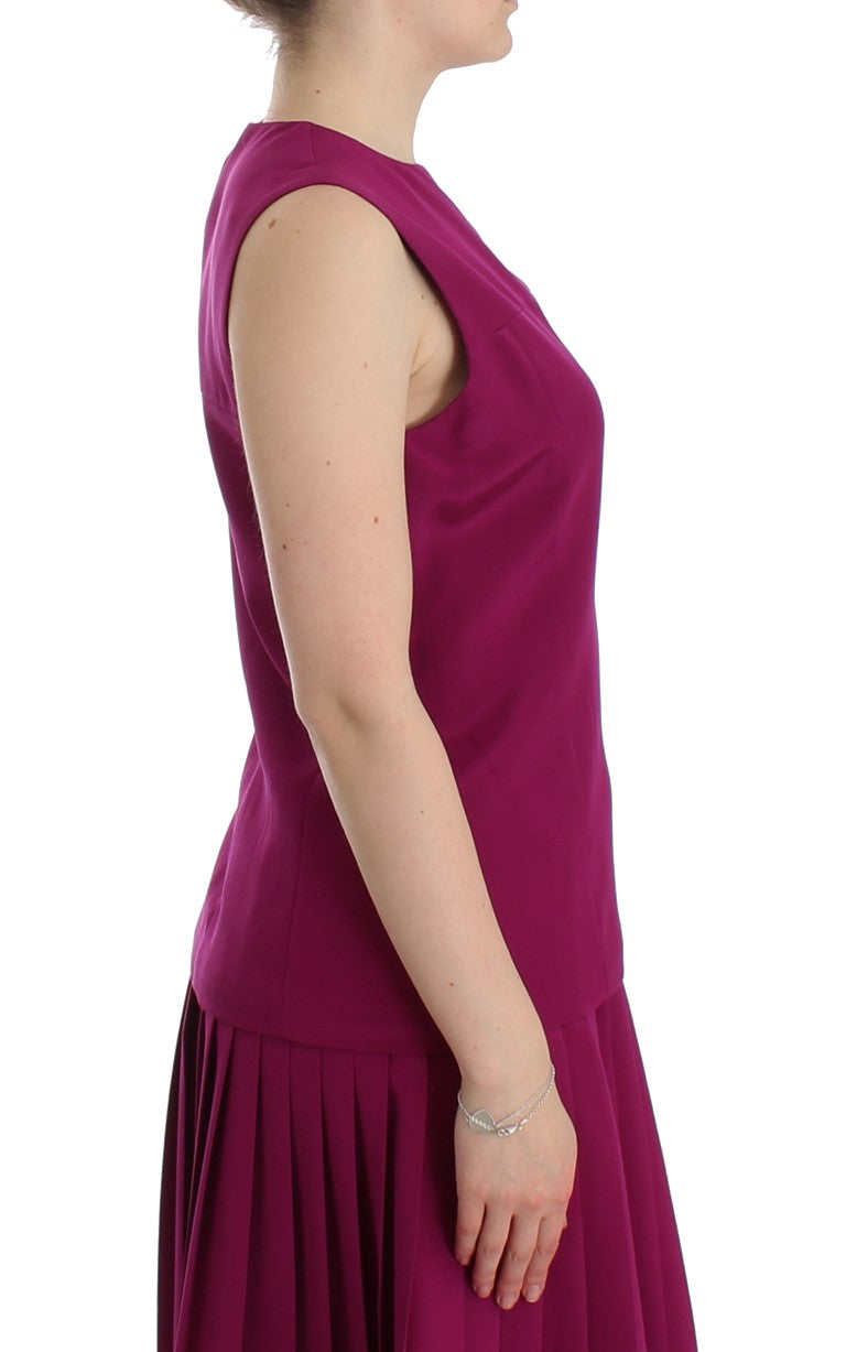 Purple Silk Sleeveless Blouse Top