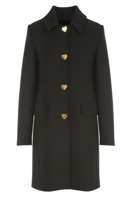 Elegant Wool Blend Coat with Heart Buttons