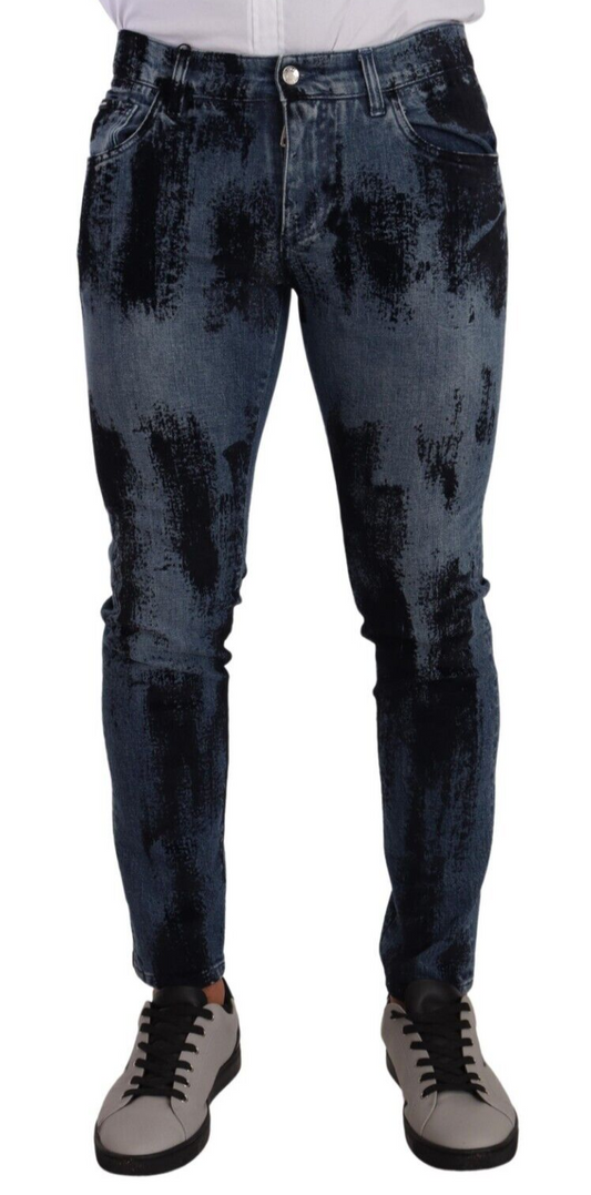 Blue Black Cotton Skinny Denim Jeans