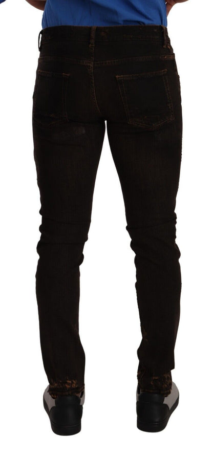 Brown DG Crown Logo Cotton Skinny Denim Jeans