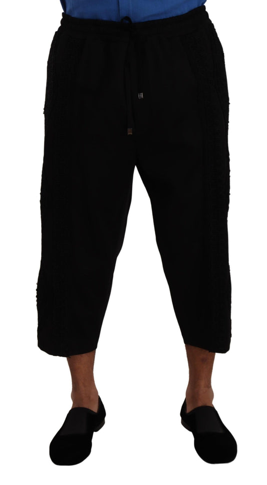 Black Cotton Torero Sweatpants Shorts Pants