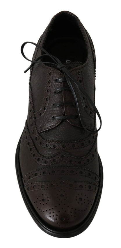 Brown Leather Wingtip Derby Formal Shoes