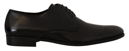 Black Leather Lace Up Formal Derby Shoes