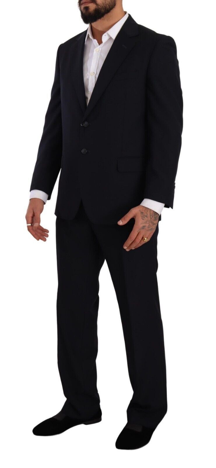 Domenico Tagliente Men's Blue Polyester Single Breasted Formal Suit