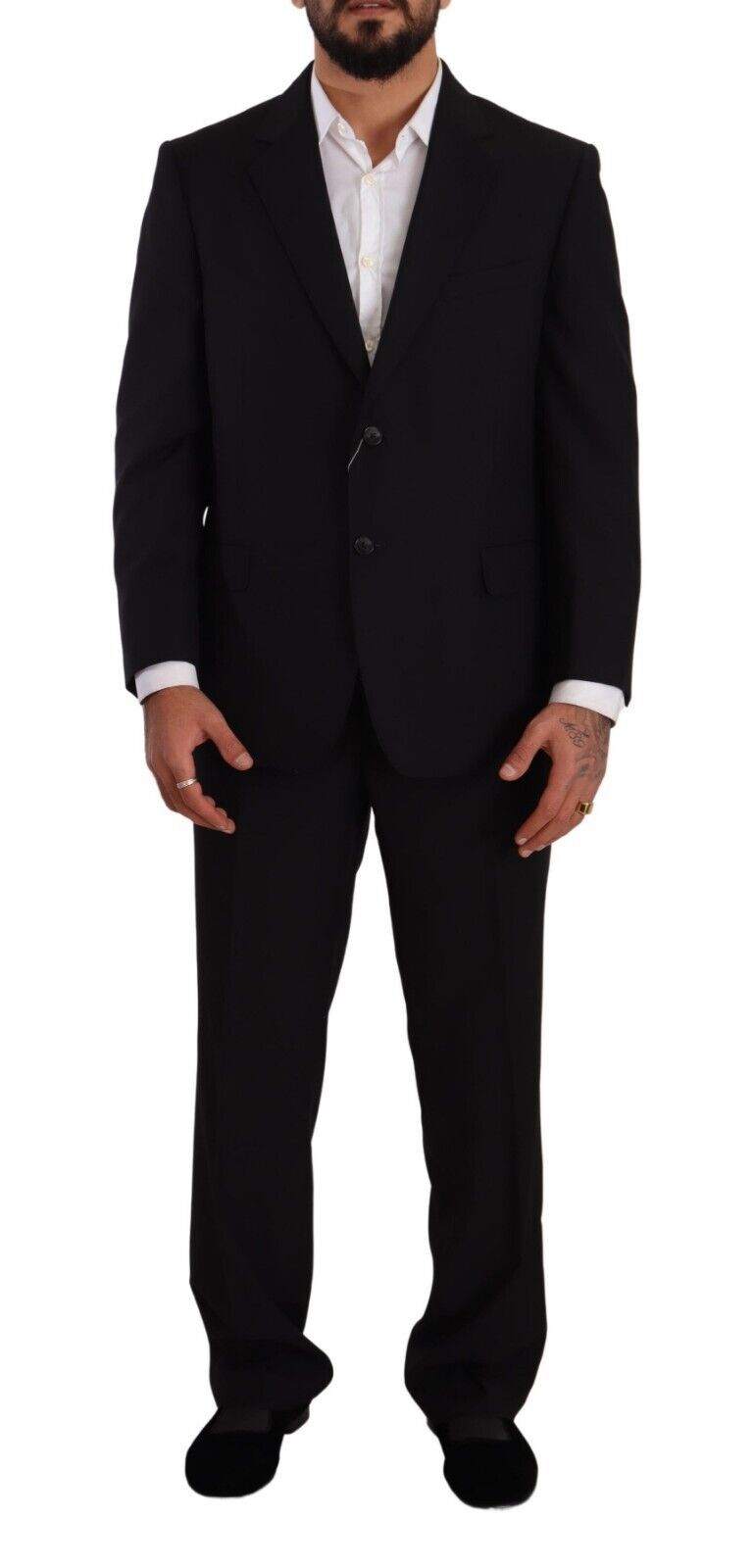 Domenico Tagliente Men's Black Polyester Single Breasted Formal Suit