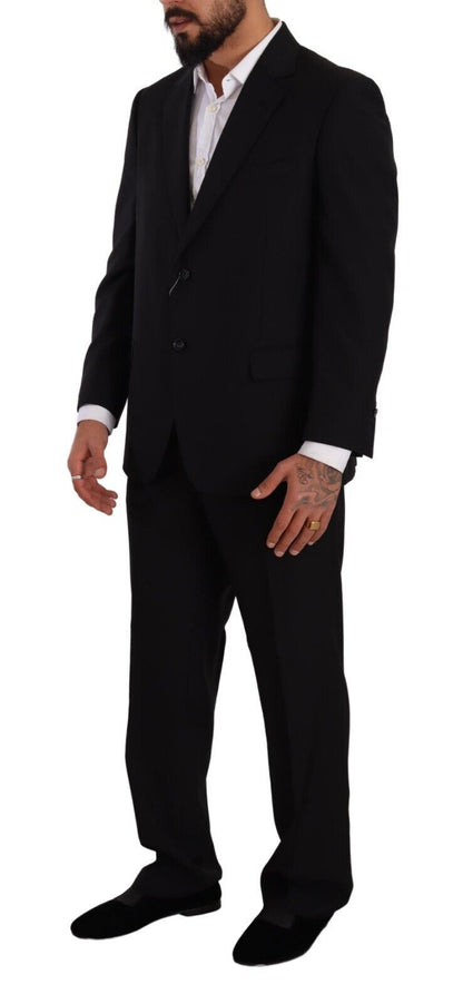 Domenico Tagliente Men's Black Polyester Single Breasted Formal Suit