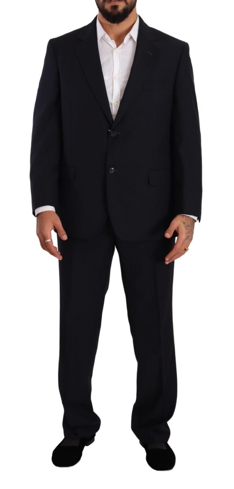 Domenico Tagliente Men's Blue Polyester Single Breasted Formal Suit