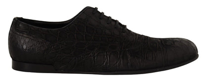 Black Caiman Leather Mens Oxford Shoes