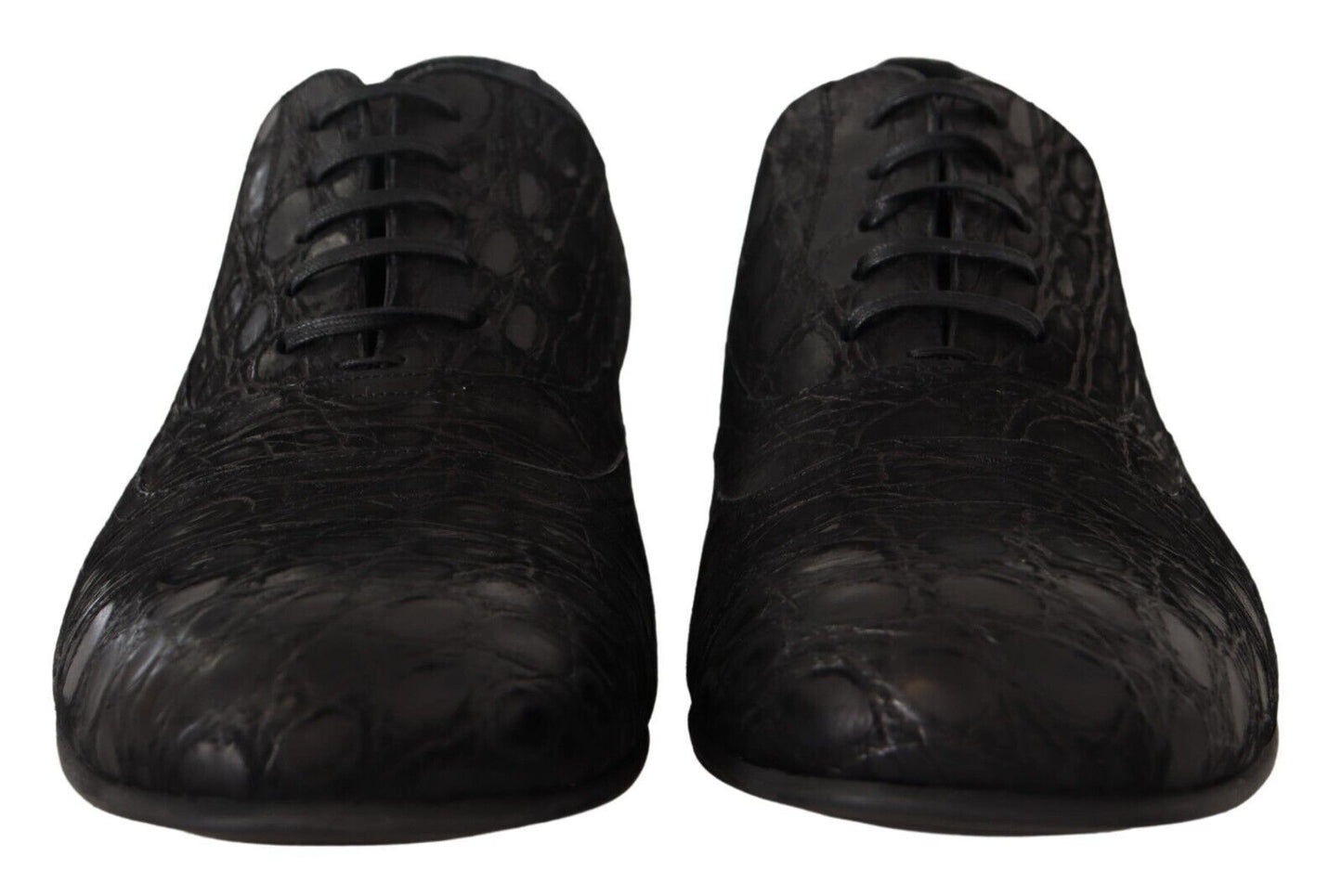 Black Caiman Leather Mens Oxford Shoes