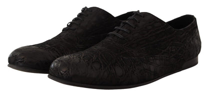 Black Caiman Leather Mens Oxford Shoes