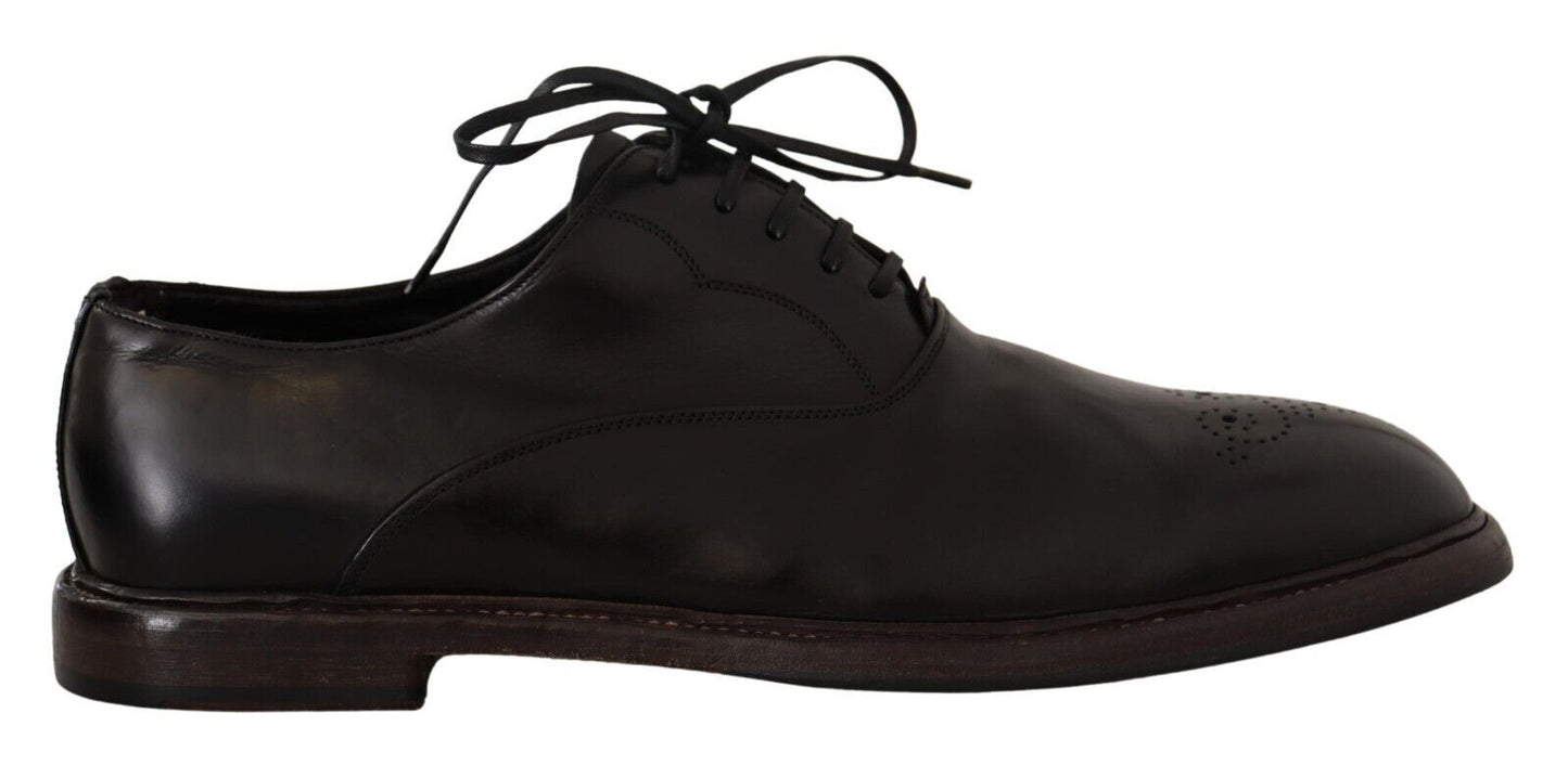 Black Leather Mens Lace Up Derby Shoes