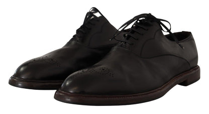 Black Leather Mens Lace Up Derby Shoes