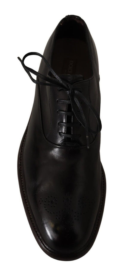 Black Leather Mens Lace Up Derby Shoes