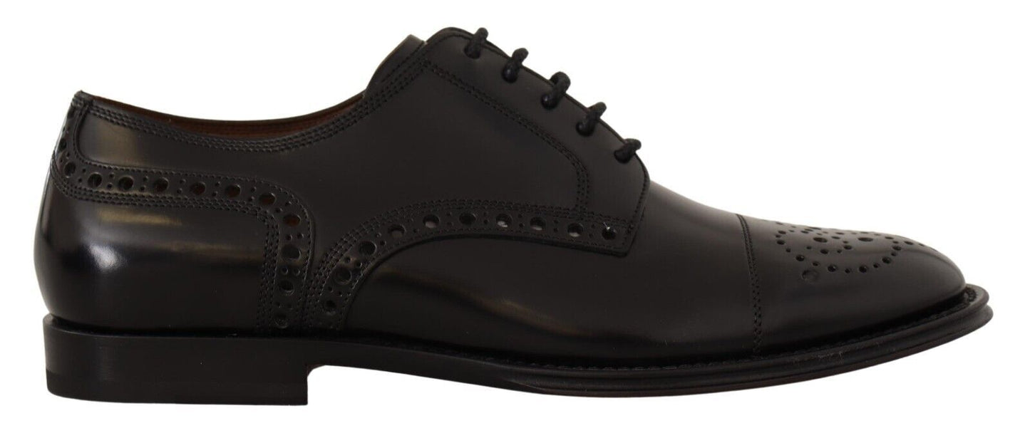 Black Leather Wingtip Mens Formal Derby Shoes