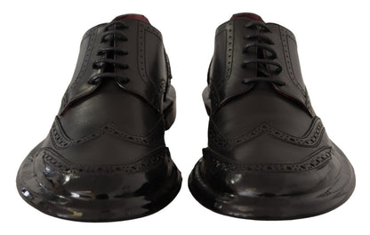 Dolce & Gabbana Black Leather Oxford Wingtip Formal Derby Shoes