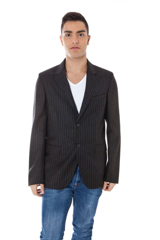 Calvin Klein Men's Elegant Gray Woolen Jacket Classic Style