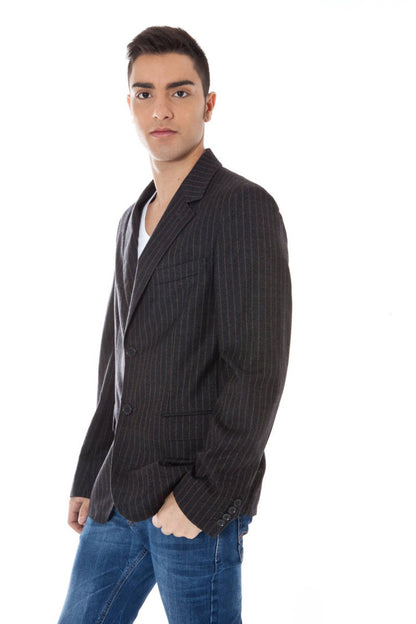 Calvin Klein Men's Elegant Gray Woolen Jacket Classic Style