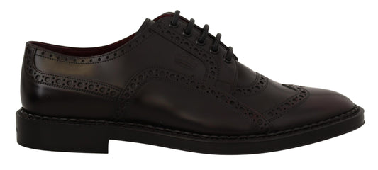 Dolce & Gabbana Purple Leather Oxford Wingtip Formal Shoes