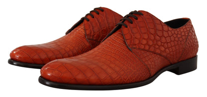 Orange Exotic Leather Dress Derby Shoes