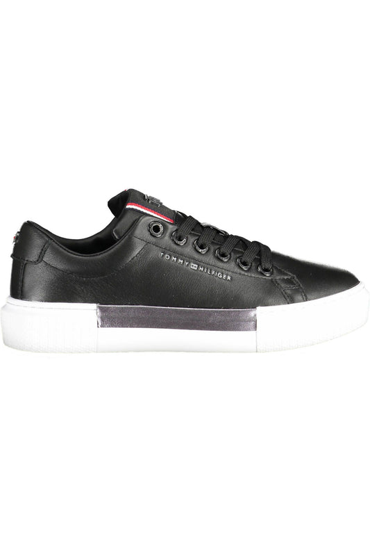 Tommy Hilfiger Chic Black Cotton-Leather Blend Sneakers