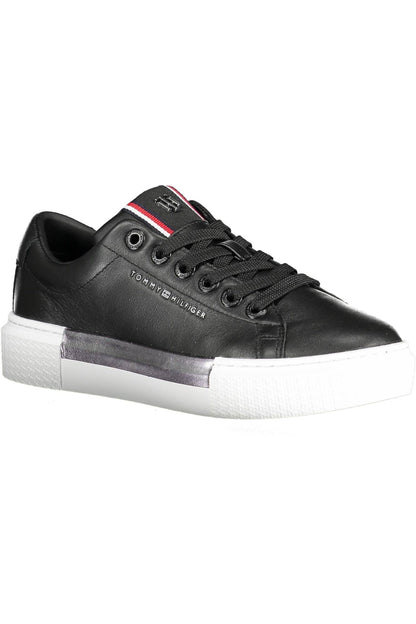 Tommy Hilfiger Chic Black Cotton-Leather Blend Sneakers