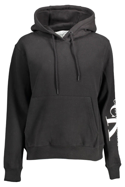 Sleek Black Cotton Hoodie with Bold Print