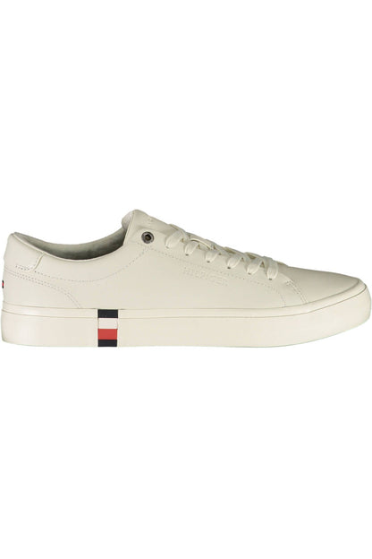 Tommy Hilfiger Elegant White Lace-Up Sneakers with Logo Detail