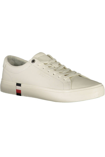 Tommy Hilfiger Elegant White Lace-Up Sneakers with Logo Detail