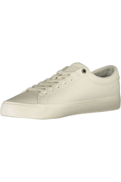 Tommy Hilfiger Elegant White Lace-Up Sneakers with Logo Detail