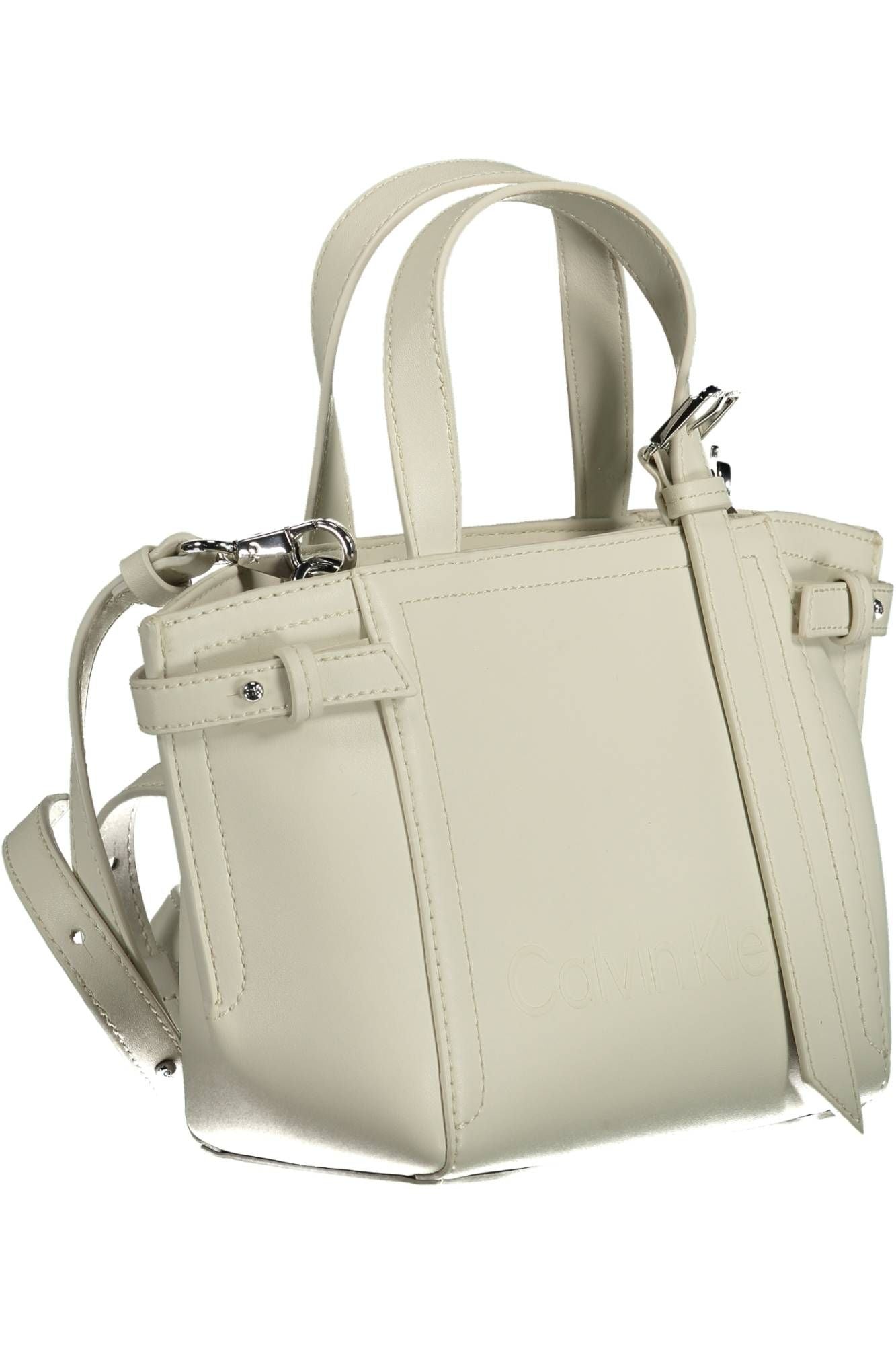 Sleek White Double Handle Satchel Bag