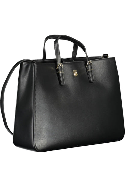 Elegant Black Contrast Detail Handbag