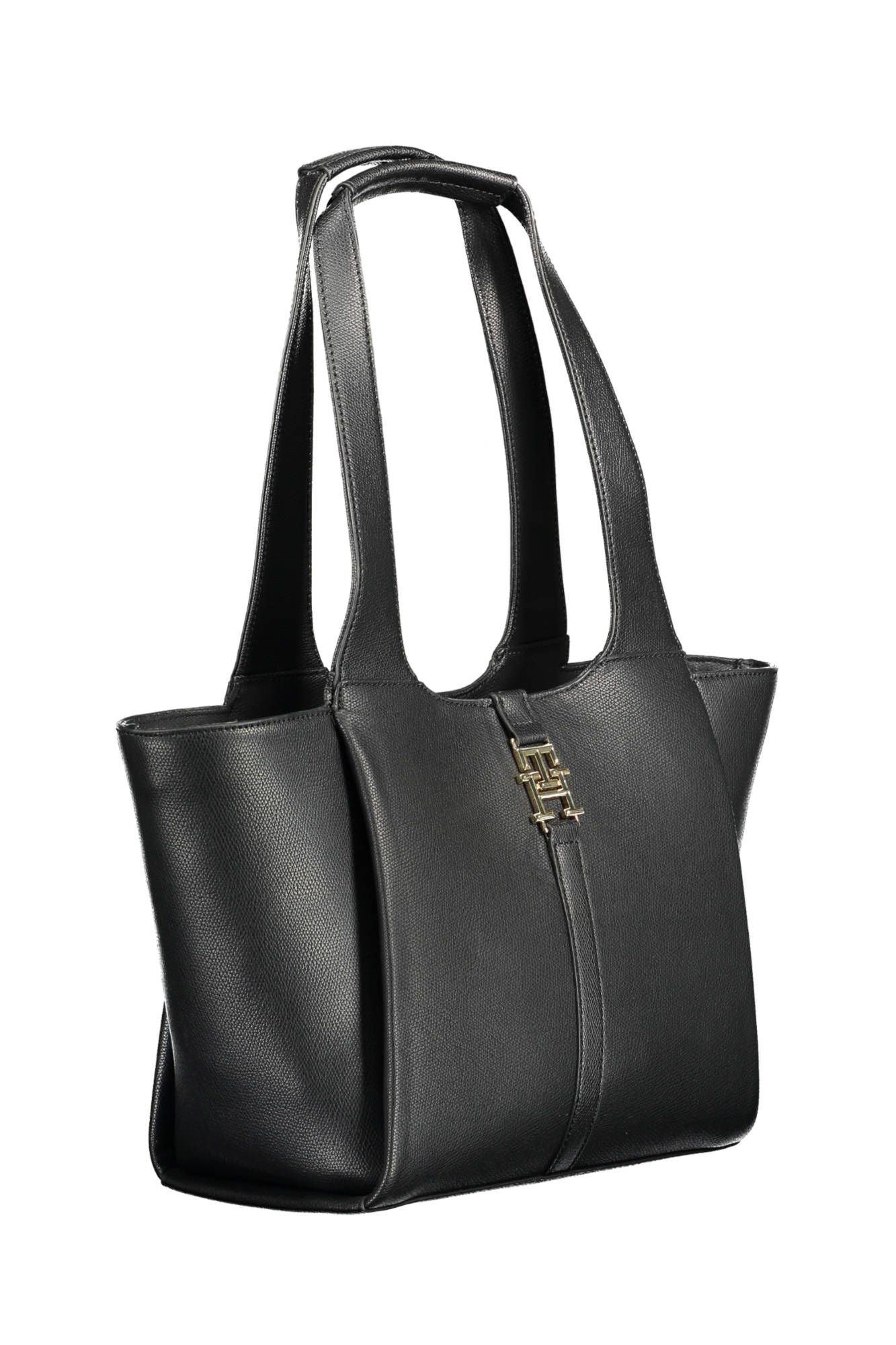 Chic Black Snap Closure Shoulder Bag