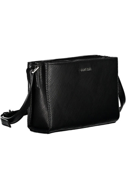 Eco-Chic Black Shoulder Bag with Contrasting Details