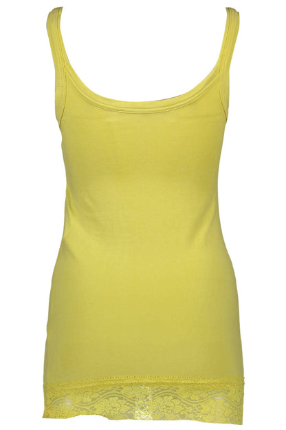 Chic Yellow Lace-Insert Tank Top