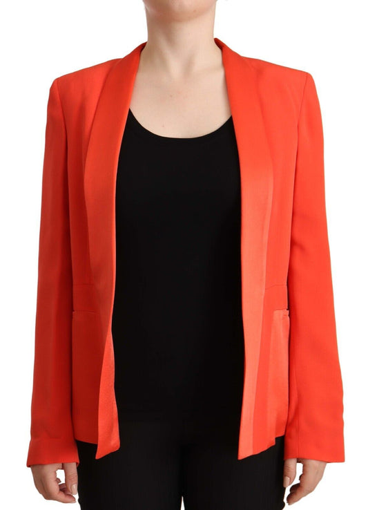 CO|TE Women's Orange Long Sleeves Acetate Blazer Pocket Overcoat Jacket