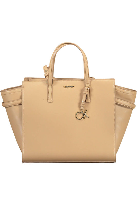 Chic Beige Handbag with Contrasting Details