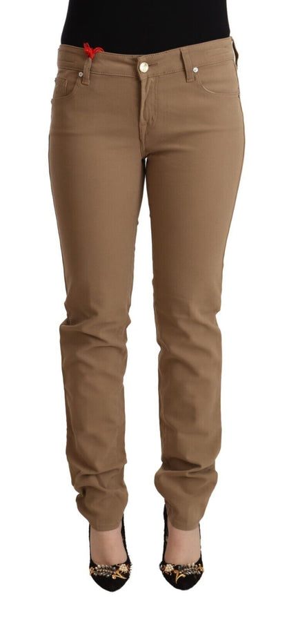 Jacob Cohen Women's Brown Cotton Stretch Mid Waist Skinny Pants