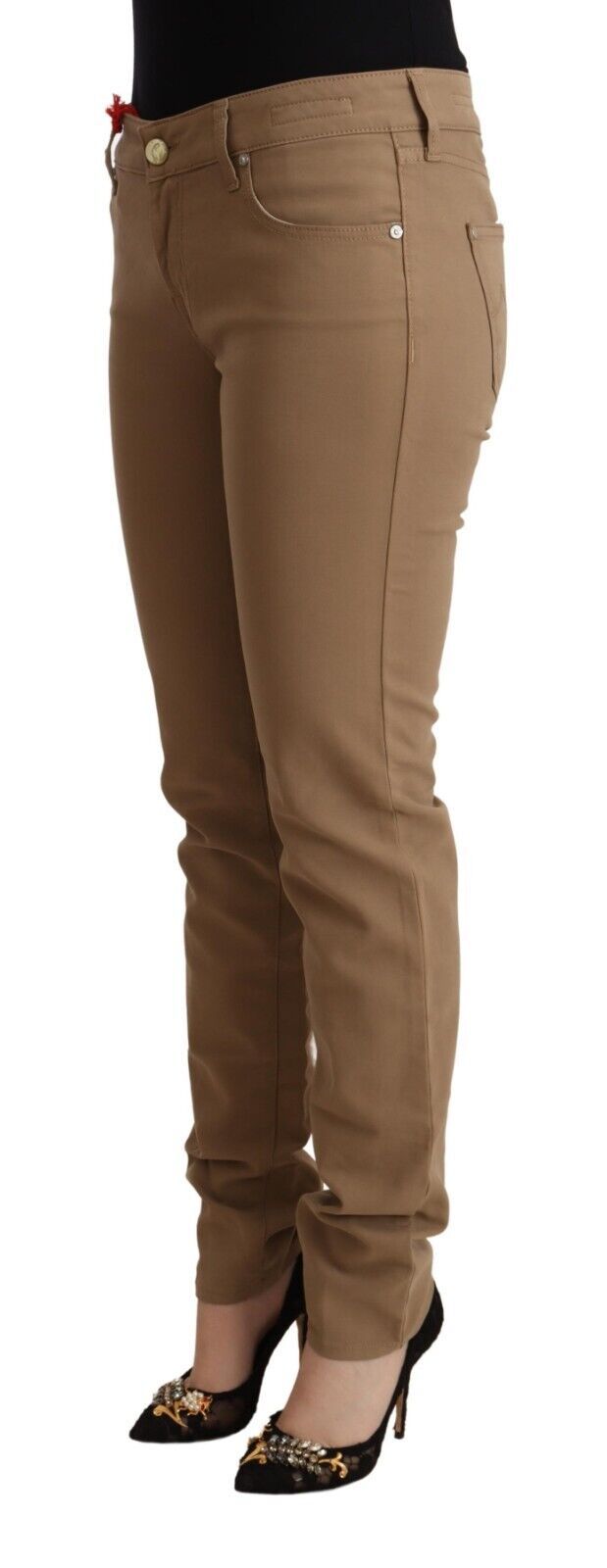 Jacob Cohen Women's Brown Cotton Stretch Mid Waist Skinny Pants